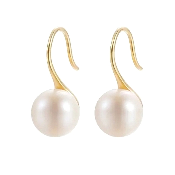 S925 Freshwater Pearls Hook Earrings - Picture 2 of 3
